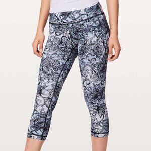 Lululemon Wunder Under Crop Leggings | Paisley Inkwell / Black | Size 4